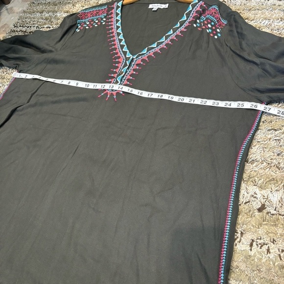 Time for Me 3X Tunic Embroidered Gray Long Bell Sleeves - Picture 11 of 12